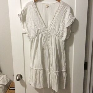 O'neill W's Large White double layer cotton dress w/ crochet trim